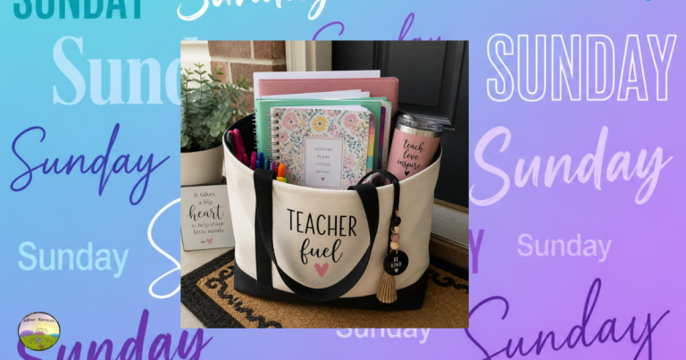 Tote bag filled with supplies at front door